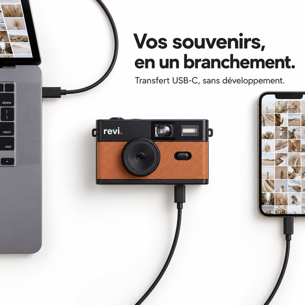 Transfert USB-C des photos REVI vers un appareil compatible